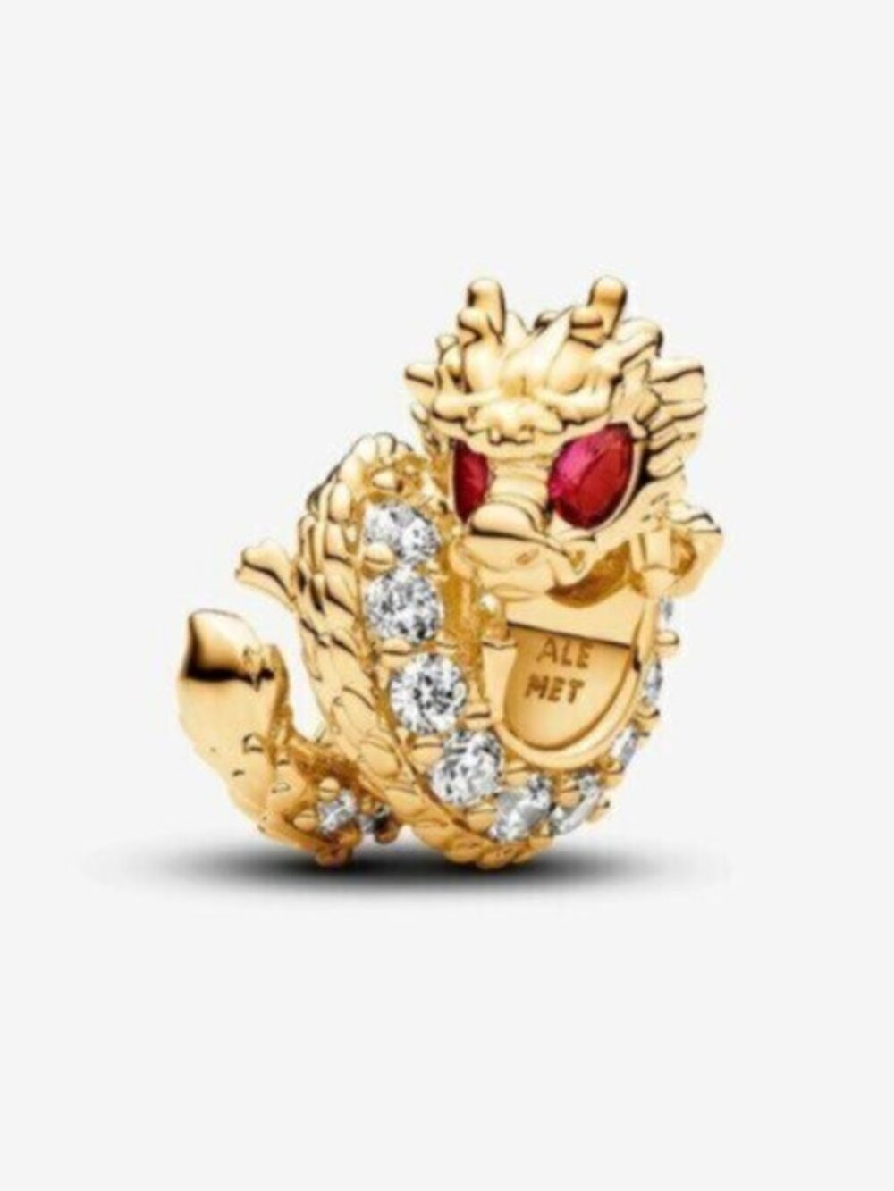 Pandora Gold Dragon Charm with Red and Clear Stones